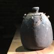Woodfired, using black clay, black slips, shino with gilded granite inclusions<br>H 40cm D 28cm<br>Private collection