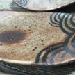 Woodfired plates, iron and cobalt detail.<br>W 12cm L 22cm
